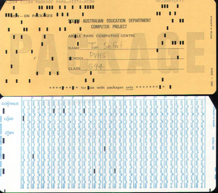scan of a couple of computer punch cards