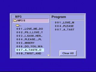 MP3 play list programming screen capture